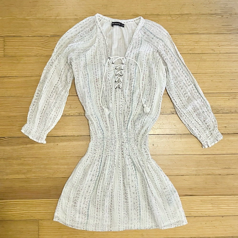 Antik Batik Aprilux Lace Up Metallic Thread Mini Dress Sz XS.